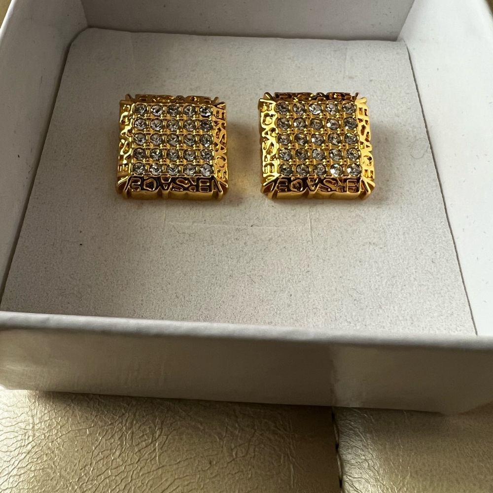 Gold and Silver Square Earrings